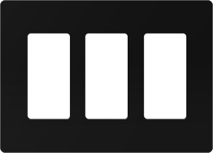ENERLITES - SI8833-BK-STICKER Screwless Decorator Wall Plates Child Safe Outlet Covers, Size 3-Gang 4.68" H x 6.53” L, Unbreakable Polycarbonate Thermoplastic, SI8833-BK, Glossy, Black