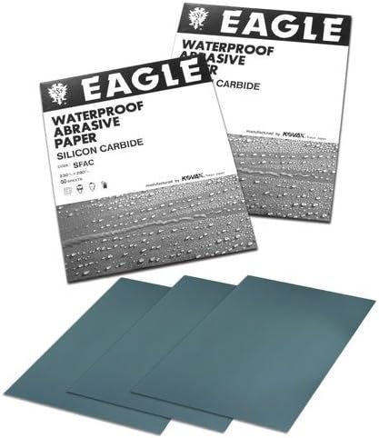 Eagle 9x11 Silicon Carbide Waterproof Sanding Sheets, Flexible Back, Grit P1200, 102-1200, 50 Sheets