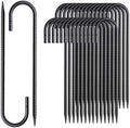 Rebar Stakes 12 Inch J Hook Ground Stakes Heavy Duty 30 Pack Chain Link Fence Stakes Galvanized Anchors Metal Tent Stakes for Wire Fencing Concrete Forming Trampolines Camping Canopies Shed Swing