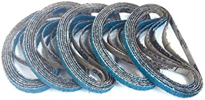 3/8 x 13 Inch Sanding Belts - Starcke Premium 100 Grit Blue Zirconia Cloth Belt Sanders for Woodworking, Metal, Composites & Aluminum, Autobody Sandpaper Belts, Narrow Air File Belt Sanding - 30 Pack