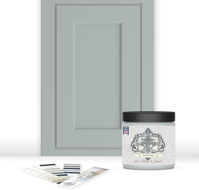 ALL-IN-ONE Paint by Heirloom Traditions, Saltwater (Pastel Green), 8oz Sample - Durable cabinet and furniture paint. Built in primer and top coat, no sanding needed. Includes our 30 featured color