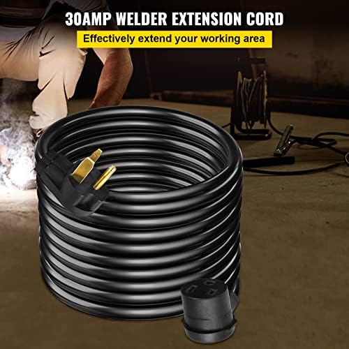 VEVOR Welder Extension Cord 30Amp 25ft 250V, Welding Power Cord with NEMA 6-50 Plug 10 Gauge 3 Prong for MIG,Lincoln,Plasma,Miller,TIG, Black