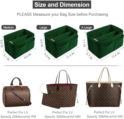 OMYSTYLE Purse Organizer Insert, Felt Tote Bag Organizer Insert with 5 Sizes, Handbag Dividers for Inside Purse, Compatible with Longchamp, Neverful, Speedy and More