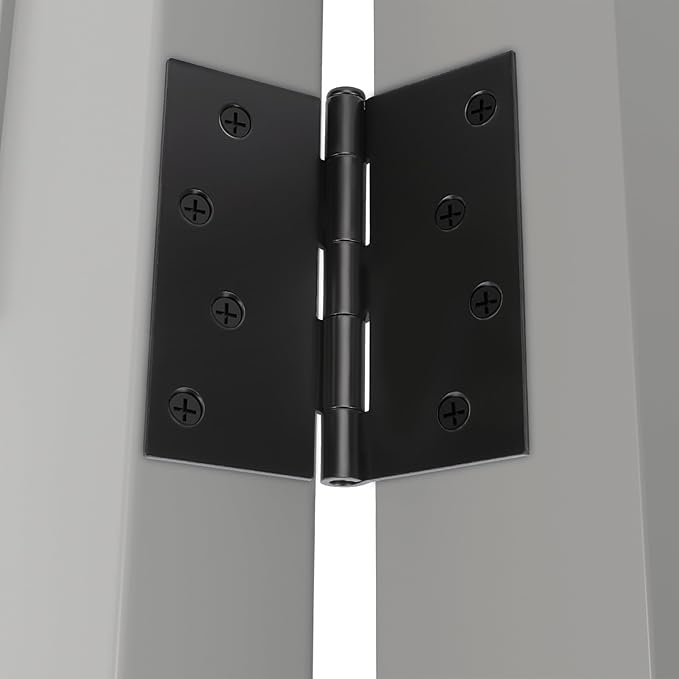 goldenwarm 3 Pack Matte Black Door Hinges, 4 x 4 Inch Black Interior Door Hinges with Square Corners