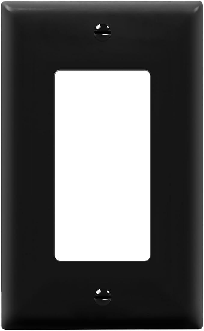 ENERLITES Decorator Light Switch or Receptacle Outlet Wall Plate, Gloss Finish, Size 1-Gang 4.50" x 2.76", Polycarbonate Thermoplastic, 8831-BK, Black