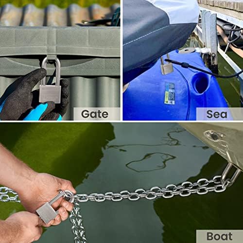 Unity Marine Padlock Keyed Alike 100% Stainless Steel Weatherproof for Sea, Boat, Port, Gate, Anti-Pick (5, 50mm Long Shackle)