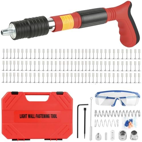 Concrete Nail Gun Kit with 110pcs 7.3mm Nail, Manual Steel Nail Gun