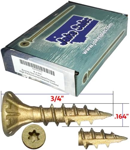 8 x 3/4" Bronze Coated Multipurpose Exterior Coated - ACQ Compatible Wood Screw Torx/Star Drive Flat Head 5 Pound CASE 17145 Screws