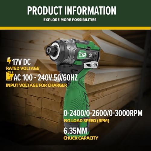 Prostormer 17V Cordless Impact Driver Set, 140Nm Brushless Screwdriver