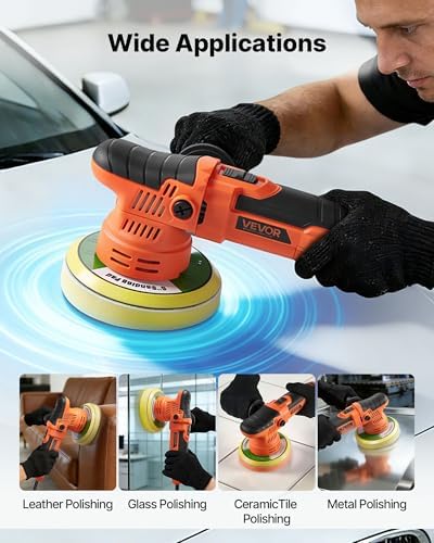 VEVOR Car Buffer Polisher, 6-Inch Dual Action Polisher Buffer Waxer, 650W 6 Variable Speeds 2000-6800RPM Random Orbital Polisher Kit for Cars Detailing, Waxing, Polishing