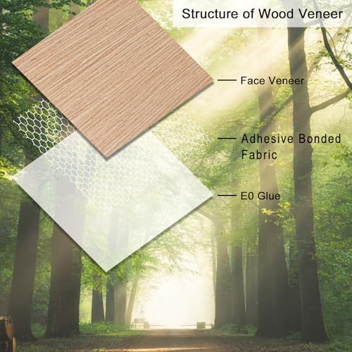 GSCIT Club 12 PCS Red Oak Wood Veneer, 8 inch x 8 inch Wood Edge Banding Pre-glued Flexible, Veneer Tape Banding for Cabinet Repair Furniture Restoration