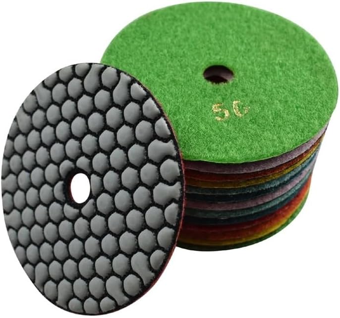 100mm 4" Dry/Wet Diamond Polishing Pads Buff for Granite Marble Concrete Stone Repair Edging Counter with Grinder Polisher(50,7 Pcs)