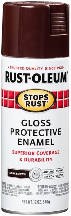 Rust-Oleum 267112 Stops Rust Spray Paint, 12 oz, Gloss Kona Brown