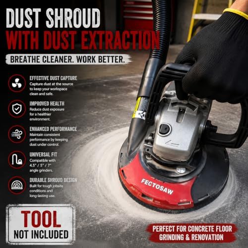 Universal Angle Grinder Dust Shroud for Concrete Grinding, Fits 4.5–5 & 7 Inch Grinders, Vacuum Dust Collection Cover (No Wheel) (7-inch Dust Shroud)