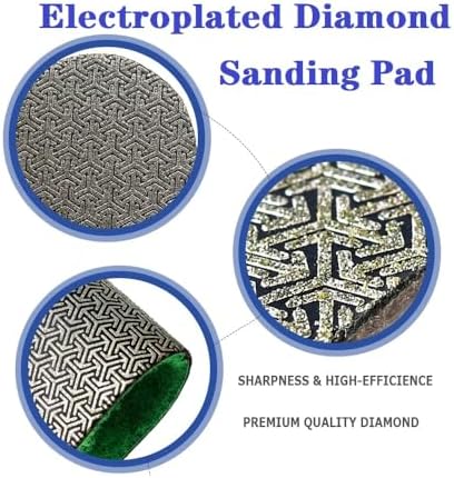 Electroplated Diamond Sanding Paper Sheet Pad,200Grit 5inch 125mm Grinding Sandpaper Pad Hook and Loop Backing for Metal Glass Porcelain Ceramic Hand Polishing & Trimming (1 Piece)