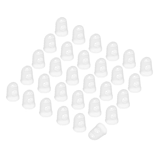 PATIKIL Finger Tip Covers Cots, Light White Silicone Finger Protectors Gloves Breathable Reusable Fingertip Caps with Air Holes for Dry Skin Finger Cracking, M, 30 Pcs