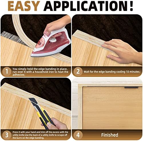 GSCIT Club Oak Edge Banding, 3 inch x 50ft roll of Veneer Edge Banding - Pre-glued Flexible, Real Wood Tape for Cabinet Repair & Furniture Restoration