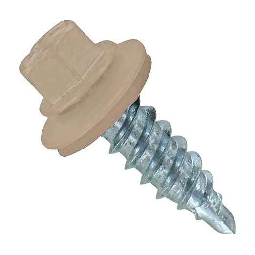 Fasteners Plus ST Fastening #12 x 3/4" Kwikseal Woodbinder Metal Roofing Stitch Screws Metal-to-Wood Light Stone (Pack of 250)