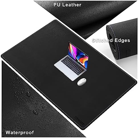 CENNBIE Leather Desk Pad, 51.2" x 31.4" Extra Large Leather Desk Mat Blotter Protector, Non-Slip Mouse Pad, Waterproof PU Leather Desk Mat on top of desks Large for Office and Home (Black)