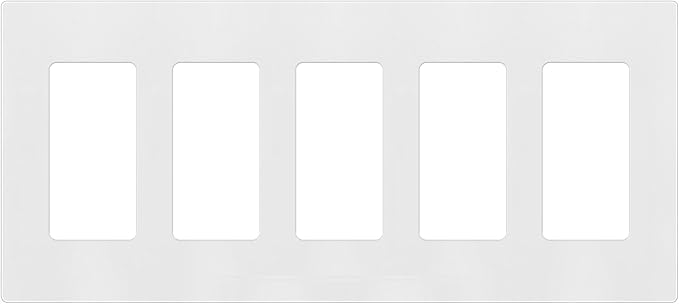 ENERLITES - SI8835-W-STICKER Screwless Decorator Wall Plates Child Safe Outlet Covers, Size 5-Gang 4.68" H x 10.14” L, Unbreakable Polycarbonate Thermoplastic, SI8835-W, Glossy, White