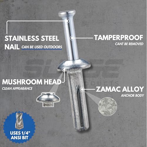 1/4" X 1-1/2" Stainless Hammer Drive Nail in Concrete Anchor (Box of 100)