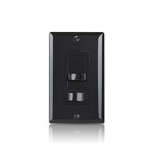 ECOELER Black in-Wall Dimmer Switch, Universal Lighting Control for 3-Way/Single Pole, Compatible with 300W Dimmable LED/CFL Lights and 600W Incandescent/Halogen, Wall Plate Included, ETL Listed