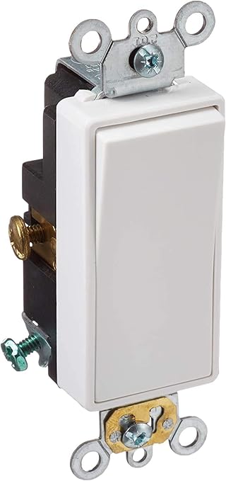 Leviton 20 Amp, 120/277 Volt Decora Plus Rocker Single-Pole AC Quiet Switch, 5621-2W, White