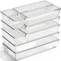 10 Pack Clear Drawer Organizer, 5 Sizes, Non-Slip Storage Trays