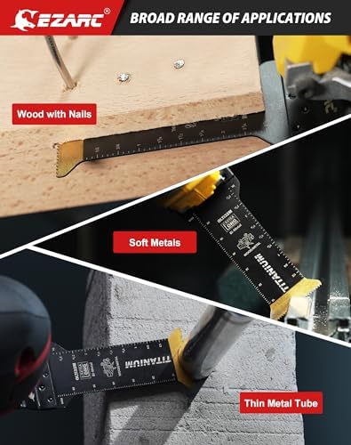 EZARC Titanium Oscillating Saw Blades, Extra-Long Oscillating Multitool Blades for Metal, Wood Nails, Screws Cutting, Plastic, 10 Pack