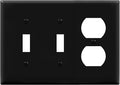ENERLITES Combination Triple Gang Wall Plate, Double Toggle Switch/Single Duplex Receptacle Cover Plate, Standard Size 3-Gang 4.5" x 6.38", Polycarbonate Thermoplastic, 881221-BK, Black