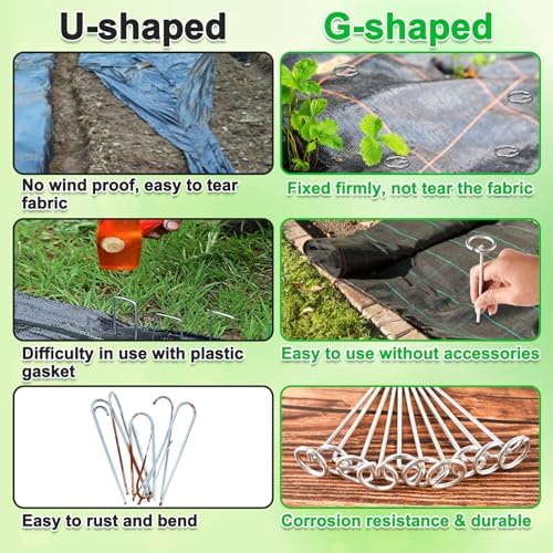 40 Pcs 6-Inch Heavy-Duty Galvanized Landscape Staples – Thickened 8 Gauge Circle Top Pins, Rust-Resistant for Weed Barrier, Landscape Fabric, and Garden Projects