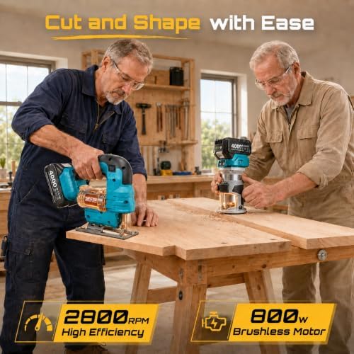 SEESII Cordless Jigsaw and Wood Router Tool Combo Kit