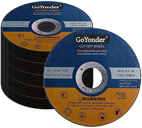 GoYonder 50 Pack 4.5" Cutting Wheel for Metal,Stainless and Steel 4-1/2" x 0.045 x 7/8-Inch Ultra Thin Cut-Off Wheel for Angle Grinders - Blue