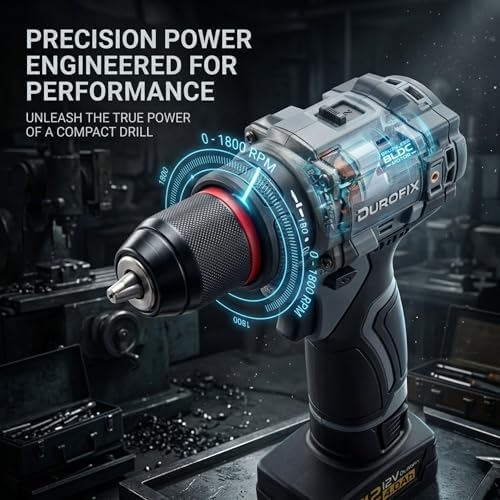 Durofix G12 Series RK12136-2-K6 12V Cordless 3/8" Hammer Drill Power Tool Combo Kit with Compact Polisher Sander, 1 Battery & Charger