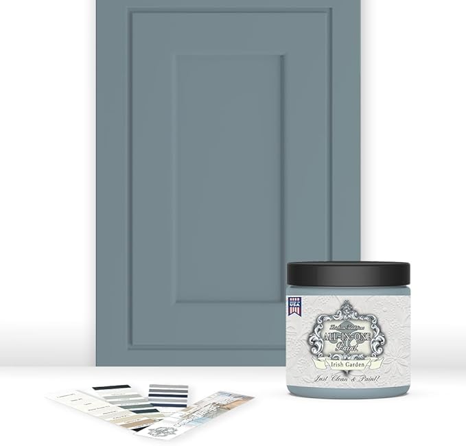 ALL-IN-ONE Paint by Heirloom Traditions, Irish Garden (Blue Green), 8oz Sample - Durable cabinet and furniture paint. Built in primer and top coat, no sanding needed. Includes our 30 featured color