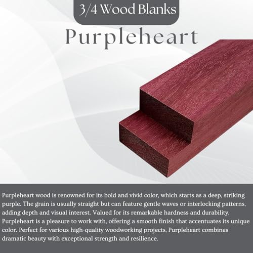 4 Pieces Purpleheart Exotic Hardwood Lumber Boards 3/4" x 2" x 24" | Kiln-Dried Wood for Crafting, Turning & Woodworking Projects by Exotic Wood Zone