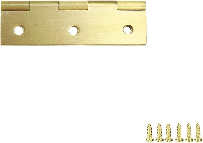 Mcredy 4 Pcs 3 Inch Cabinet Hinges Solid Brass Door Hinges with Mounting Screws for Gate Closet Box, Gold