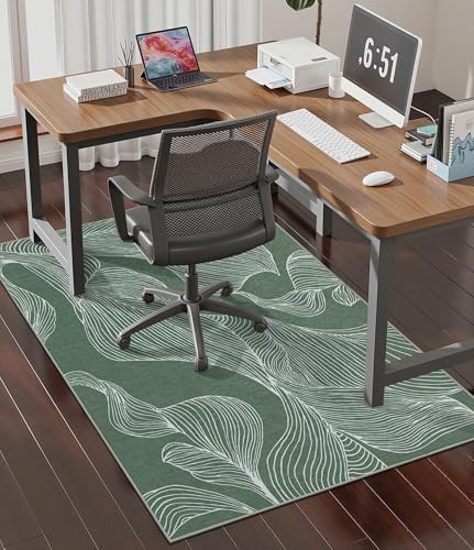 chakme Office Chair Mat for Hardwood Floor, 48"x36" Easy Glide Computer Desk Mat Protector for Rolling Chair Under Desk Rug Nonslip Backing, Machine Wash, (Leaf)