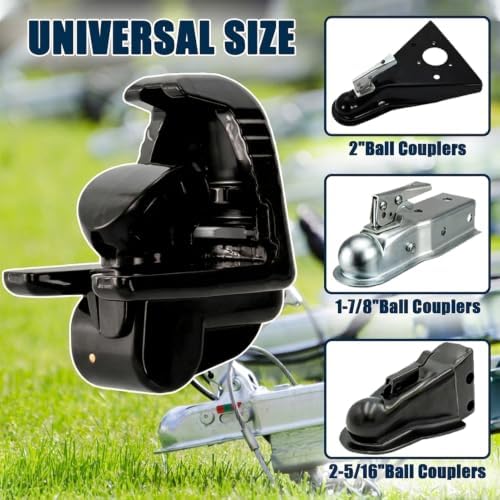 Trailer Hitch Lock 1-Pack for 1-7/8",2",2-5/16" Couplers, Heavy Duty,Black