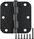1 Pack Rounded Matte Black Door Hinges 3.5 Inch 5/8" Radius for Interior 3 1/2" Flat Iron Bifold Residential Standard Bedroom Indoor for Doors Hardware Control House Decor Essentials Accessories