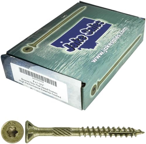 8 x 1-3/4" Bronze Coated Exterior Coated - ACQ Compatible Multipurpose Wood Screw -Torx/Star Drive Flat Head 5 POUNDS - 865 Screws