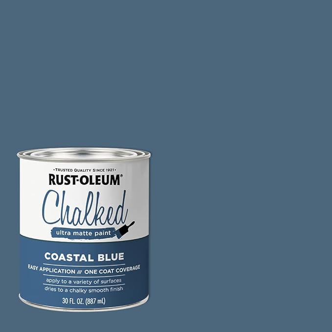 Rust-Oleum Coastal Blue Chalked All-in-One Ultra Matte Paint | One Coat Coverage | No Primer, Sanding, Or Topcoat Needed | Easy Clean Up | Made in USA | 30 OZ | 2 Pack