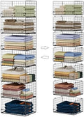 Yociyoga 7-Tier Stackable Closet Organizers and Storage Shelves, Foldable Closet Shelf Organizer System, Stackable Storage Bins Drawers for Closet Organizer System, Black（Patent No. 30022416）