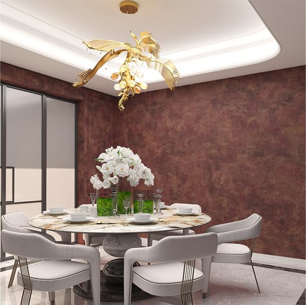 BAYYA Red Wallpaper Stick and Peel Metallic Copper/Gold Contact Paper Industrial Wall Paper 16"x118" Burgundy Wallpaper Thick Rust Vintage Concrete Vinyl Wrap Bedroom Bathroom Hallway Wall Covering
