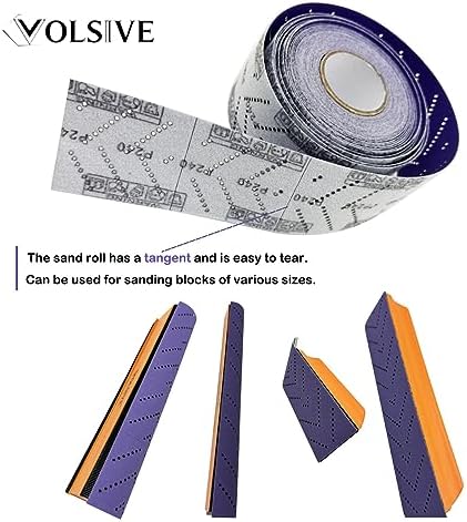 VOLSIVE Abrasive Sheet Roll Multi-Hole Sanding Roll Automotive Sandpaper Roll Clean Sand Sheet Roll for Woodworking, Auto Body Repair, 70 mm x 12 m - 240 Grit
