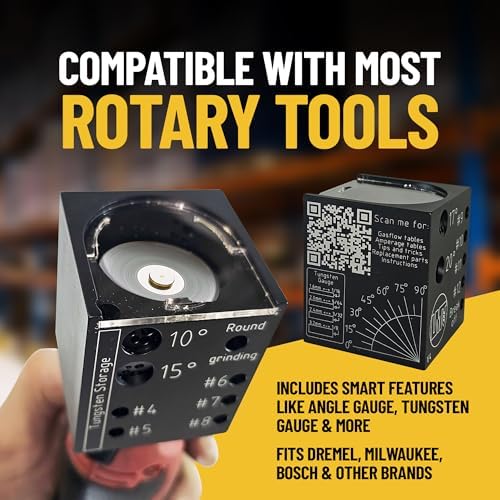 LMT Tungsten Grinder V4 Rotary Tool for TIG Welding - 4in1 that includes highly Precise Sharpener, Stick-Out Gauge, Cut-Off Slot, Round Grinding++. Sharpens 4Sizes & 4Angles. Designed in Norway!