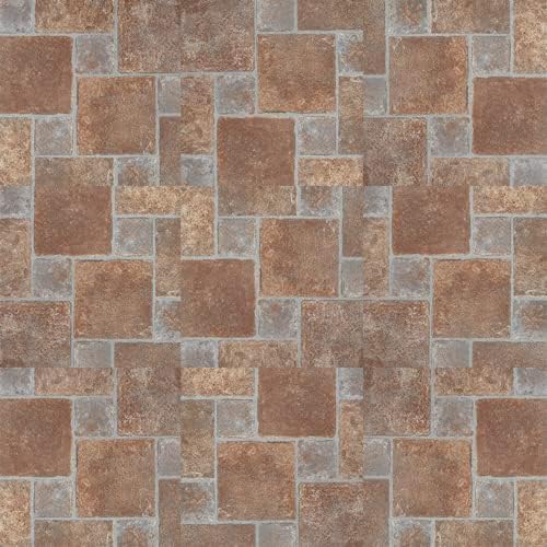 Tivoli Self Adhesive Vinyl Floor Tiles, 45 Tiles - 12" x 12", Brick Pavers Peel & Stick, DIY Flooring for Kitchen, Dining Room, Bedrooms, Basements & Bathrooms by Achim Home Decor