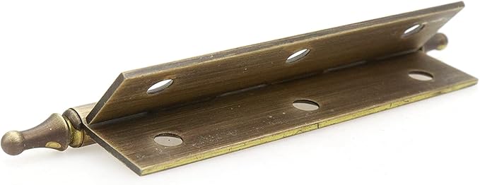 Mcredy Cabinet Hinges 3" Brass Antique Bronze Gate Door Hinges with Ball Finials for Windows Shed Boxes Home Office, 2 Packs