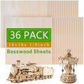 36 Pack Basswood Sheets Board 1/8 Inch Unfinished Wood,3mm Plywood for Laser Cutting,Boards for Crafts for DIY Plywood Sheets Unfinished Wood for Laser Cutting (18inchx18inch)