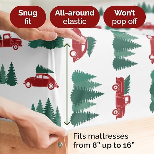 Christmas Sheet Set, Christmas Tree 1, Holiday Xmas Bedding Set - Twin XL